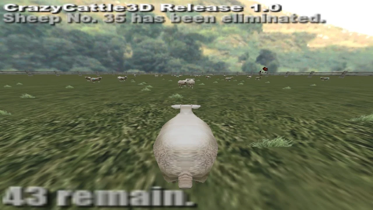 Ireland gameplay in the requested CrazyCattle3D browser version, with the player sheep and remaining-sheep counter